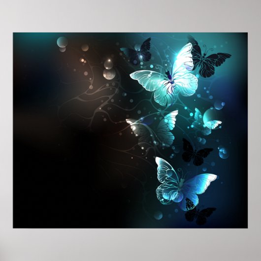 Mint Night Butterflies Poster (Voorkant)