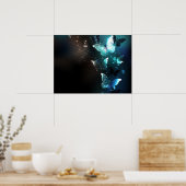 Mint Night Butterflies Poster (Keuken)