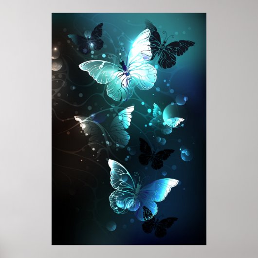 Mint Night Butterflies Poster (Voorkant)