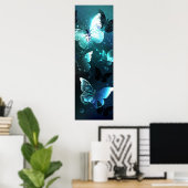 Mint Night Butterflies Poster (Thuiskantoor)