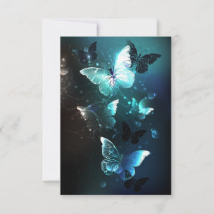 Mint Night Butterflies Save The Date