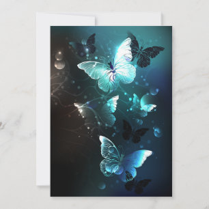 Mint Night Butterflies Save The Date