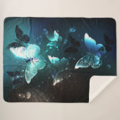 Mint Night Butterflies Sherpa Deken (Voorkant (horizontaal))