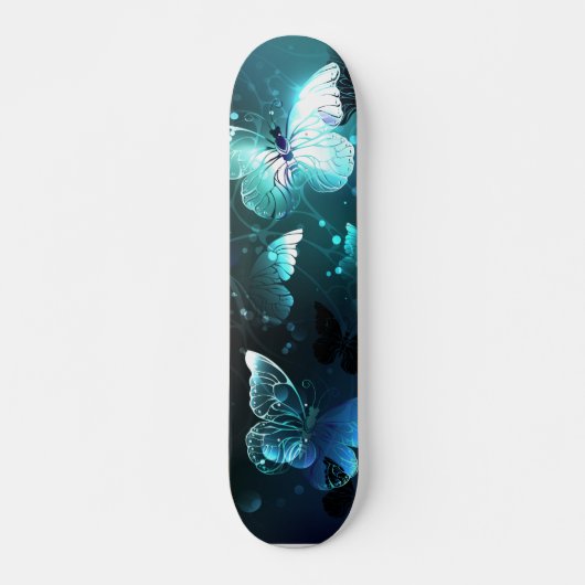 Mint Night Butterflies Skateboard (Voorkant)