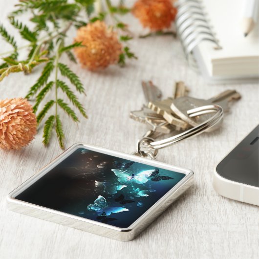 Mint Night Butterflies Sleutelhanger (Zijkant)