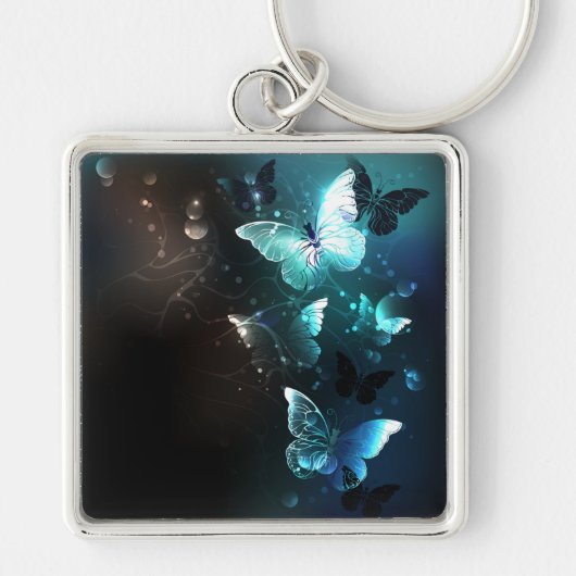 Mint Night Butterflies Sleutelhanger (Voorkant)