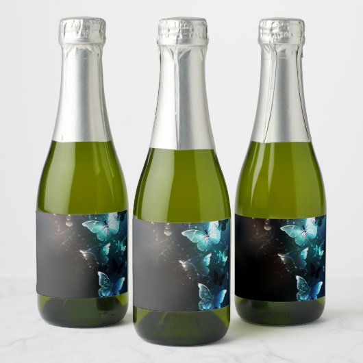 Mint Night Butterflies Sparkling Wijnetiket (Flessen)