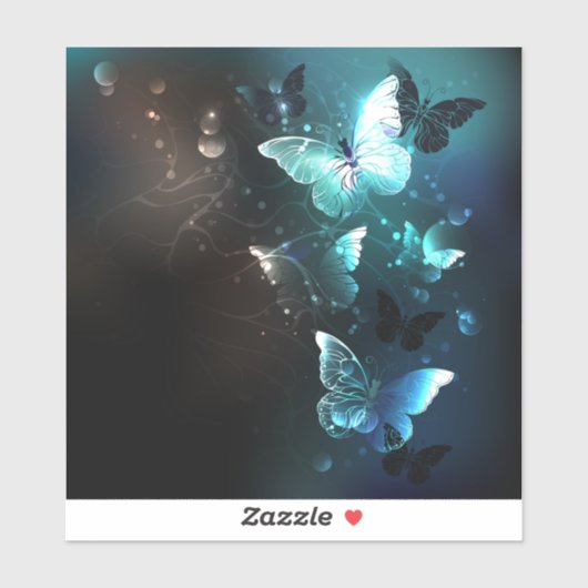 Mint Night Butterflies Sticker (Vel)
