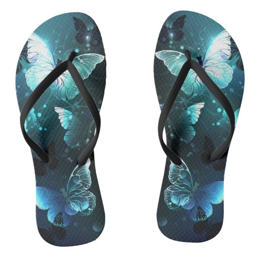 Mint Night Butterflies Teenslippers (Voetbed)