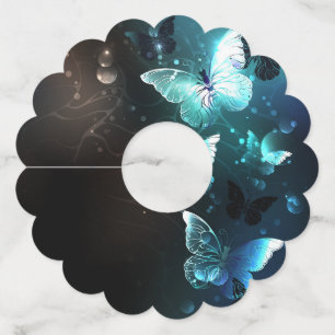 Mint Night Butterflies Wijnglaslabel