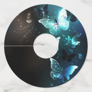 Mint Night Butterflies Wijnglaslabel