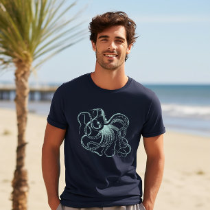 Mint  Octopus Illustratie Tri-Blend Shirt