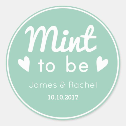 Mint om groen en wit bruiloft gunst sticker (Voorkant)