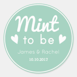 Mint om groen en wit bruiloft gunst sticker