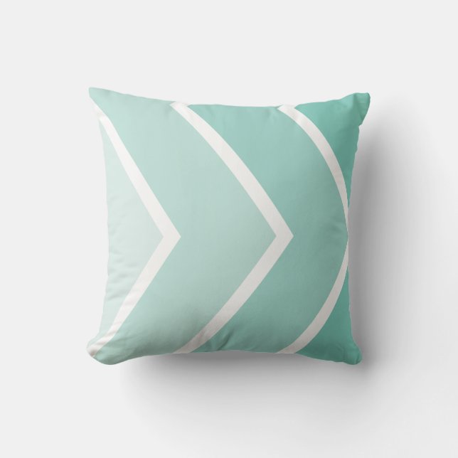 Mint Ombré Chevron Stripes Pattern Kussen (Voorkant)