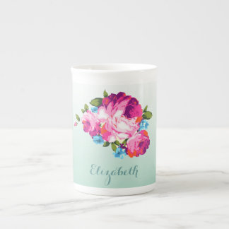 Mint Ombre Floral Persoonlijke Bot China Mok