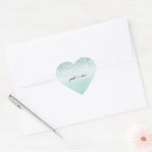 Mint Ombre Glitter gepersonaliseerd Hart Sticker (Envelop)