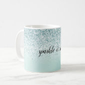 Mint Ombre Glitter gepersonaliseerd Koffiemok (Voorkant links)