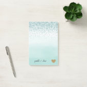 Mint Ombre Glitter Gold Heart Post-it® Notes (Kantoor)