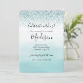 Mint Ombre Glitter Kaart (Staand voorkant)
