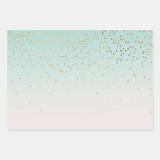 Mint Ombre White Bokeh Confetti Inpakpapier Vel (Voorkant 2)