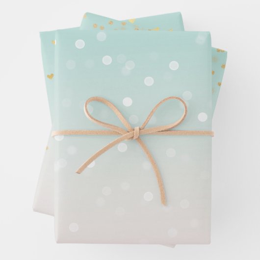 Mint Ombre White Bokeh Confetti Inpakpapier Vel (In situ)