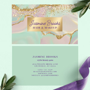 Mint Paars en Goud Glamour Visitekaartje