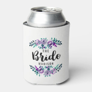 Mint & Paarse Bloemen Krans Bruiloft Bruid Blikjeskoeler