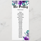 Mint & Paarse Bloemen Waterverf Trouwprogramma Programma (Achterkant)