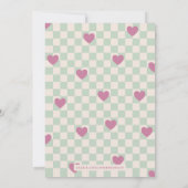 Mint Paarse Checkerboard Hearts Valentijn Kaart (Achterkant)