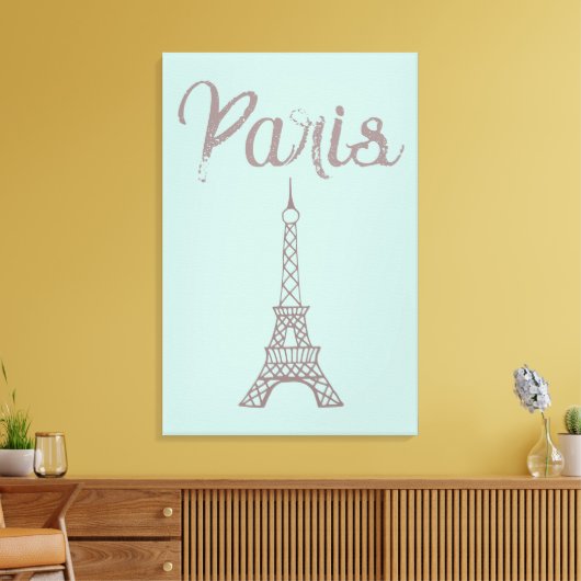 Mint Paris Eiffel Tower Canvas Wall Art (Insitu (Woonkamer))