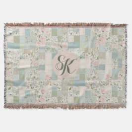 Mint patchwork monogram deken