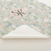 Mint patchwork monogram sherpa deken (3/4)
