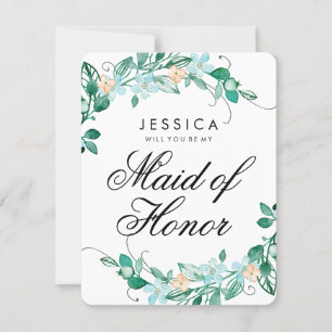 Mint & Peach Floral Wil jij mijn Maid of Honor zij Kaart