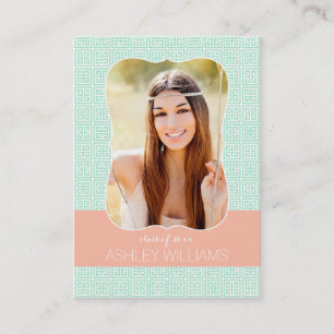 Mint Peach Greek Key Senior Rep Marketing Contactkaartje