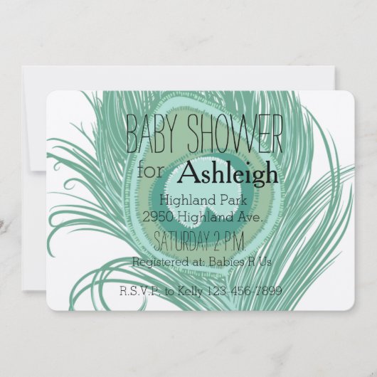 Mint Peacock-baby shower Kaart (Voorkant)