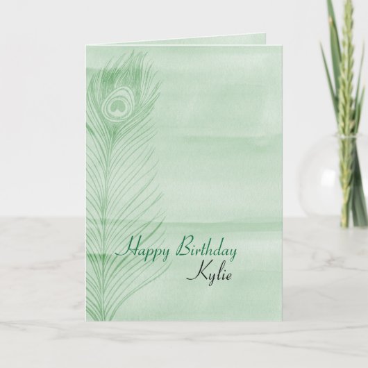 Mint Peacock Feather Kaart (Voorkant)