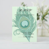 Mint Peacock Feather RSVP (Staand voorkant)