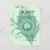 Mint Peacock Feather RSVP (Voorkant / Achterkant)