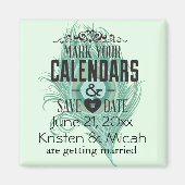 Mint Peacock Feather Save the Date Magneet (Voorkant)