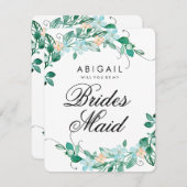 Mint & perzik bloemenkrans zal je bruidsmeisje zij kaart (Voorkant / Achterkant)