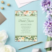 Mint Perzik Waterverf Bloemenboog Vrijgezellenfees Acryl Uitnodigingen (Insitu (Huwelijk))