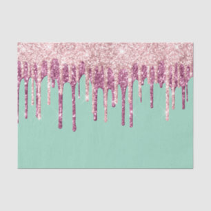 Mint Pink Blush Ice Cream Glitter Druppels Tissuepapier