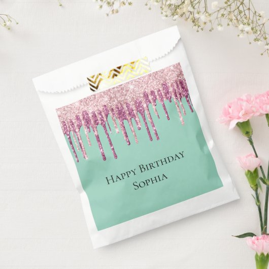 Mint Pink Blush Ice Cream Glitter Druppels Verjaar Bedankzakje (Gezegeld)