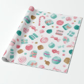 Mint & Pink CANDY Christmas Paper Cadeaupapier (Uitgerold)