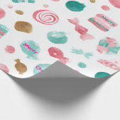 Mint & Pink CANDY Christmas Paper Cadeaupapier (Hoek)