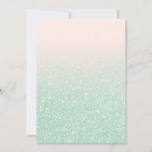 Mint Pink Faux Sparkly Glitter Ombre Quinceañera Kaart (Achterkant)