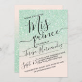 Mint Pink Faux Sparkly Glitter Ombre Quinceañera Kaart (Voorkant / Achterkant)