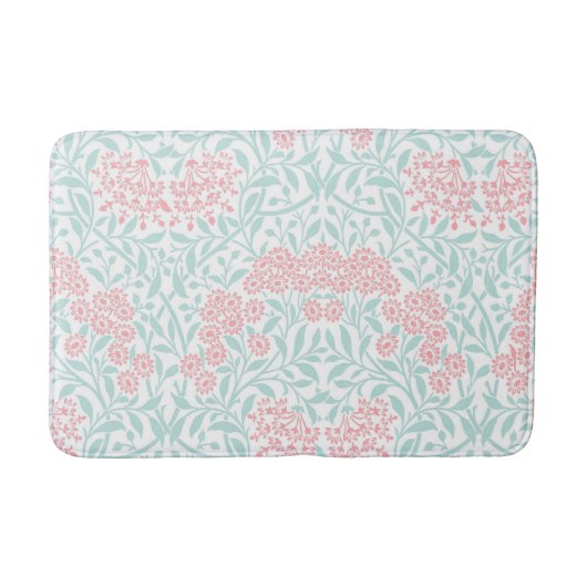 Mint Pink Floral Damask Patroon Badmat (Voorkant)