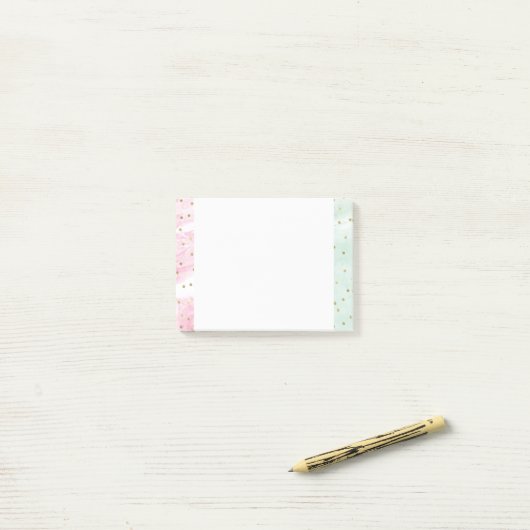 Mint Pink Gold Ombre Confetti Post-it® Notes (Op bureau)